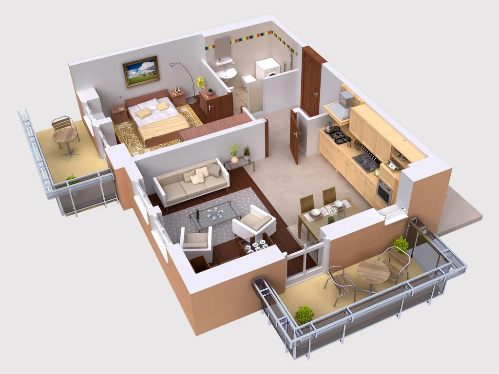 3D render of modern apartment made with Viewito